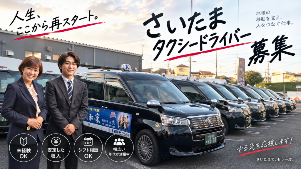 【求人募集】埼玉県さいたま市でタクシードライバー募集 | 二種免許なしでも応募OK!埼玉・さいたま市で安心のタクシー求人!